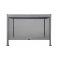   Pergola oldalfal, sötétszürke, 300 × 250 cm, alumínium szerkezet, poliészter és PVC árnyékolóval, kézi működtetés, bioklimatikus pergolához