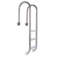   Medence létra, Slim, AISI304, kis ívű, 3 fokos, 110 cm feletti magas medencéhez, rozsdamentes acél, műanyag lépcsőfokokkal