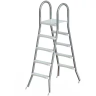   Medence létra, Azuro De Luxe, AISI304, kétágú, 4+4 fokos, 140 cm magas medencéhez, A modell, rozsdamentes acél, műanyag lépcsőfokokkal