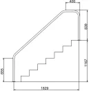 Rozsdamentes korlát, FX-06, AISI316, 1167 x 1829 x 460 mm, 1 db / csomag (AS-119009)
