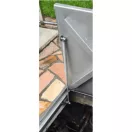 Aknafedlap, AISI304, 600 x 600 mm, ezüst, teleszkópos, rozsdamentes acél, 12 mm mély tálcával, burkolható, gázrugós, vízelvezető vályú