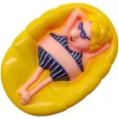 Hőmérő, Poolx, gumicsónak csajszival figura, 18.5 x 12 cm, úszó kialakítás, húzózsinórral, Celsius és Fahrenheit skála