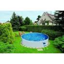Fémpalástos medence, Azuro, kék, 3,6 x 0,9 m, kör alakú, szűrő nélkül, horganyzott acéllemez, 7 rétegű, fóliavastagság 0,225 mm, csomagolás sérült