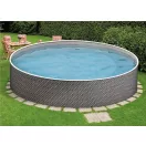 Azuro round Rattan fémpalástos medence, szűrő nélkül, rattan mintás, D360 x 120 cm, szürke