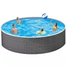 Azuro round Rattan fémpalástos medence, szűrő nélkül, rattan mintás, D460 x 120 cm, szürke