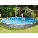 Azuro round Stone fémpalástos medence, szűrő nélkül, kő minta, D360 x 120 cm, szürke