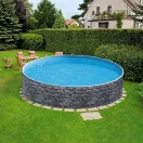 Azuro round Stone fémpalástos medence, szűrő nélkül, kő minta, D460 x 120 cm, szürke