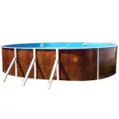 Azuro oval Wood ovális fémpalástos medence, szűrő nélkül, fa minta, D730 x 370 x 120 cm, barna