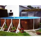 Azuro oval Wood ovális fémpalástos medence, szűrő nélkül, fa minta, D910 x 460 x 120 cm, barna