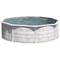   Fémpalástos medence szett, Gre KIT350N, 350 x 120 cm, antikfehér, kör alakú, homokszűrős vízforgatóval, létrával