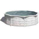 Fémpalástos medence szett, Gre KIT350N, 350 x 120 cm, antikfehér, kör alakú, homokszűrős vízforgatóval, létrával