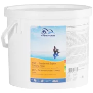   Medence többfunkciós fertőtlenítő tabletta, Chemoform 7605 BST Maxi (200 g), fehér, 5 kg, multifunkciós, lassan oldódó, klórozó, algagátló, pelyhesítő hatás
