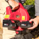 Akkumulátoros lombfúvó-szívó, Worcraft CLBV-S40Li ShareSYS, piros/fekete, 2 x 20 V Li-Ion, légsebesség: 230 km/h, légszállítás: 8 m3/perc, 45 l gyűjtőzsák, akkumulátorral és töltővel