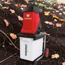 Elektromos kerti ágaprító, Worcraft WPSH202, piros/fekete, 2500 W, 50 l gyűjtőkosár, késes, maximum 40 mm ágátmérő, kerekes