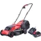 Akkumulátoros fűnyíró, Worcraft CLM-S20LiB ShareSYS, fekete/piros, vágásszélesség: 32 cm, 20 V Li-Ion, 6,0 Ah, 3500 fordulat/perc, 30 l gyűjtőkosár, akkumulátorral és töltővel