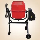 Betonkeverő, Strend Pro CMX12, piros/fekete, 550 W, 120 l, 230 V/50 Hz, porszórt acél váz és dob, 2 kerék, billenőmechanika