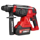Akkumulátoros kombikalapács, Worcraft CRH-S20LiBC, piros/fekete, 20 V Li-Ion ShareSYS, 5000 ütés/perc, 3 J, SDS+ tokmány, fúrás, ütvefúrás, vésés, akkumulátor és töltő nélkül