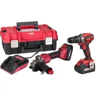   Akkumulátoros szerszámgépkészlet, Worcraft XCUBE001A ShareSYS, CHD-S20LiBC csavarbehajtó + CAG-S20LiBS-125 sarokcsiszoló, 125 mm tárcsa, + 2 x 4,0 Ah akkumulátor +  töltő