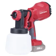   Festékszóró pisztoly, Worcraft CSG-S20LiA ShareSYS, piros/fekete, alsó tartályos, 1000 ml, akkumulátoros, 20 V Li-Ion, 1,8–2,6 mm fúvóka, akkumulátor és töltő nélkül