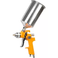   Festékszóró pisztoly, Strend Pro Airtool S-970B, sárga/ezüst, felső tartályos, 1000 ml, kompresszoros, 1,4 mm fúvóka, 3 bar