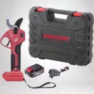 Akkumulátoros metszőolló, Worcraft CSC-S20LiBA ShareSYS, piros/fekete, 2 Ah 20 V Li-Ion, maximum 30 mm vastagság, LCD kijelző, akkumulátorral és töltővel, hordtáskában