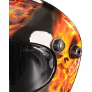Hegesztő fejpajzs, Strend Pro Galaxy Fire Skull, fekete, automata sötétedésű, napelemes, állítható érzékenység és késleltetés, DIN 9–13, látómező: 92,5 × 42,5 mm, 1/30000 mp reakcióidő