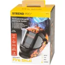 Hegesztő fejpajzs, Strend Pro Galaxy Fire Skull, fekete, automata sötétedésű, napelemes, állítható érzékenység és késleltetés, DIN 9–13, látómező: 92,5 × 42,5 mm, 1/30000 mp reakcióidő