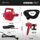 Festékszóró pisztoly, Strend Pro JS-FB17AII, piros/fekete, alsó tartályos, 800 ml, elektromos, kompresszorral, 650 W, 1,8-2,6 mm fúvóka