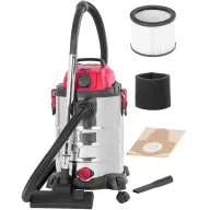   Ipari száraz-nedves porszívó, Worcraft VC16-30, ezüst/fekete, 1600 W, 16 kPa, tartály: 30 l, 2 m szívótömlő, rozsdamentes acél tartály