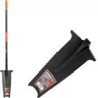   Ásó, Strend Pro Garden MW1-4ML, keskeny fej, fekete, acél fej, fogazott él, csatornázó