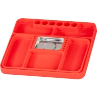   Mágneses csavartálca, Strend Pro, piros, 27,2 × 24 × 2,5 cm, szilikon, csúszásmentes, több rekesszel, neodímium mágnes, karcálló