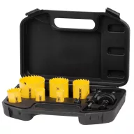  Bi-Metál koronafúró készlet, Strend Pro BHS 6689, 9 db, átmérő: 1,9–5,7 cm, 2 db központosító szár adapterrel, fémhez, fához, műanyaghoz