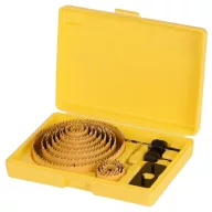   Bi-Metál koronafúró készlet, Strend Pro CHS 6016, 16 db, átmérő: 1,9–12,7 cm, hajtókarral, hatszögkulccsal, központosító szár, fémhez, fához, műanyaghoz