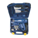 Elektromos hőlégfúvó, Rapid R1800, kék, 1800 W, 300-550 °C hőfok, 250 l/perc - 450 l/perc, fúvókákkal és kaparóval, hordtáskában
