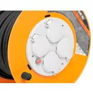 Kábeldob, Strend Pro CR038, 20 m, narancssárga, 4 aljzat, 230 V, IP44, gumi, maximum 3000 W