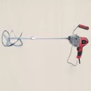 Elektromos habarcskeverő, Burley R6167, piros/fekete, 850 W, menet: M14, maximum 120 mm keverőlapát, 0-500 fordulat/perc, 230 V/50 Hz