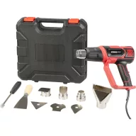   Elektromos hőlégfúvó, Strend Pro HG203, piros/fekete, 2000 W, 50-600 ° hőfok, 300 l/perc - 500 l/perc, fúvókákkal és kaparóval, hordtáskában