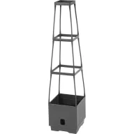  Műanyag virágcserép, Strend Pro Garden Herrison FP8018, sötétszürke, 25 × 25 cm, magasság: 105 cm, háromszintes támasztótoronnyal, 16 l, négyzetes