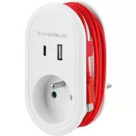   USB-s elosztó, Strend Pro, fehér, USB-A, USB-C csatlakozóval, USB-C kábellel, kompakt és tartós kivitel, egyszerre több eszköz töltéséhez