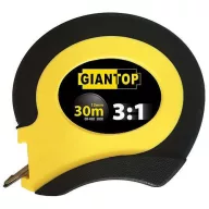   Mérőszalag, Giantop CR-002, sárga/fekete, 30 m/13 mm, acél szalag, fém rögzítőhurok, acél tok, tekercselő fogantyú