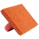 Szivacsos simító, Strend Pro Premium REDhand, fekete/piros, 28 × 14 × 1,8 cm, narancssárga finom szivacs, ABS műanyag, vakolat és fugázási munkákhoz