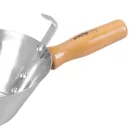Kőműves serpenyő, Strend Pro, ezüst, 180 mm, rozsdamentes acél fej, fa nyél, akasztófül