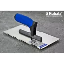 Fogazott glettvas, Kubala 0242 G11, kék nyél, 27 x 13 cm, fogazás: 6 mm, egyenes, rozsdamentes acél lap, 2K műanyag markolat