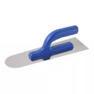   Glettvas, Kubala 0420, kék nyél, 32,5 x 10,5 cm, félgömb alakú, rozsdamentes acél lap, műanyag markolat