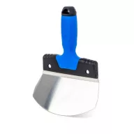   Spatula, Kubala 0540, kék/fekete nyél, 30 cm, rozsdamentes acél lap, műanyag markolat, anyag vödörből való kivételéhez, lekerekített