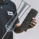 Hengertisztító, Kubala 4000, átmérő: 84 mm, hosszúság: 550 mm, horganyzott acél, fúrógéphez csatlakoztatható