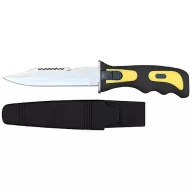   Horgászkés, Strend Pro FK002, fekete, 25 cm, övre fűzhető védőtokkal, műanyag markolat, acél penge