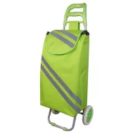   Strend Pro Bartos kerekes bevásárlókocsi, zöld, 35 x 30 x 95 cm, 30 kg teherbírású, acél vázzal és vízálló anyaggal, fényvisszaverő csíkokkal