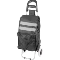   Strend Pro Demeter kerekes bevásárlókocsi, fekete, 35 x 30 x 96 cm, 30 kg teherbírású, acél vázzal és vízálló anyaggal, fényvisszaverő csíkokkal