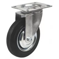   Kerék, Renost 521 XD-V100C z, fekete/ezüst, átmérő: 100 mm, forgó, gumi futófelület, acél ház, acél felni, tűgörgős csapágy, maximum 60 kg teherbírás